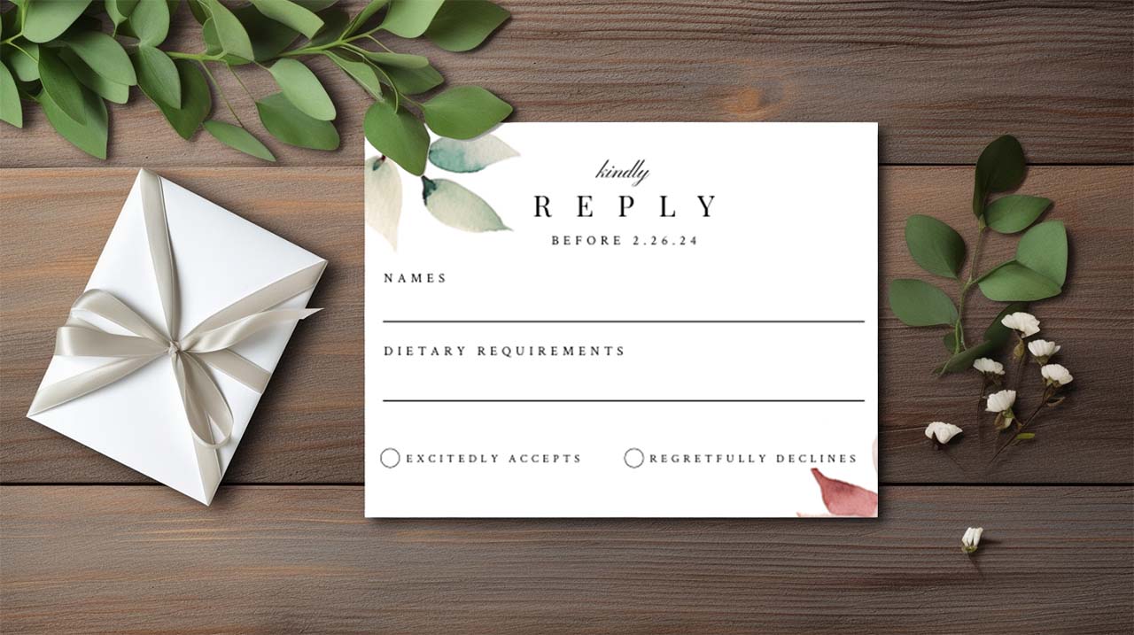 Simple, Editable Floral Wedding Invitation Watercolor Template Bundle