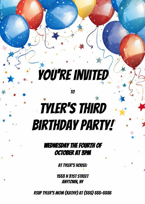 Premium Editable Children's Birthday Party Superhero Double-Sided Invitation Template