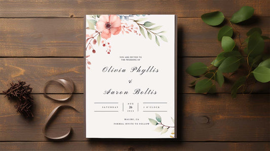 Simple, Editable Floral Wedding Invitation Watercolor Template Bundle